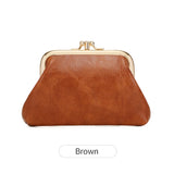 Xajzpa Cute Clip Lock Women's Coin Purse Retro Solid Color Bifold Kiss Lock Small Wallet Simple PU Leather Lipstick Portable Pocket Bag