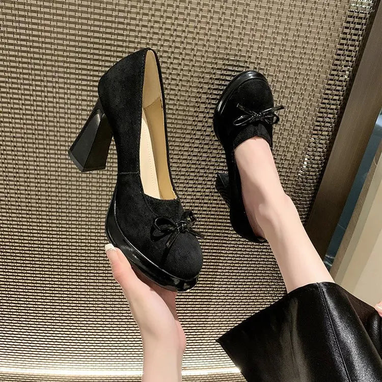 Xajzpa Peep Toe Nude Retro Women Shoes Slip On Branded Pumps Casual Heels Lace-Up Sandals Ladies Sweet Shallow Mouth Slip-On Fashi
