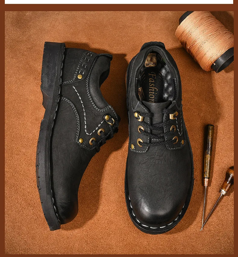 Xajzpa Men Genuine Leather Vintage Loafers Casual Shoes Mens Breathable Driving Flats Fashion Sewing Men Leisure Shoes Sneakers