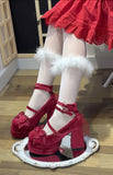 Xajzpa 2025 Christmas Women's Sweet JK Princess Lolita High Heels Girlish Campus Style Leather Shoes
