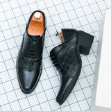 Xajzpa Mens Oxford Genuine Leather Shoes Whole Cut Fashion Pointed Toe Lace-up Formal Business Wedding Dress Shoes for men