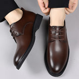 Xajzpa Size up formal leather shoes for men with lace Oxford wedding banquet office casual fashion breathable business shoes
