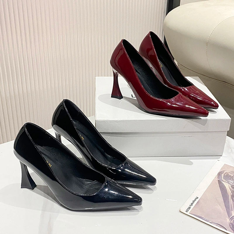 Xajzpa New Style Women's Fashion Leopard Ladies Slip on Women's High Heels Fashion Party Pumps Women Pointed Toe Super High Shoes Women
