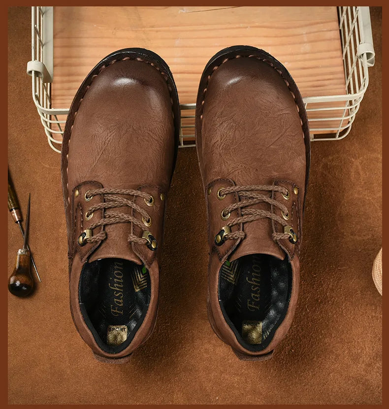 Xajzpa Men Genuine Leather Vintage Loafers Casual Shoes Mens Breathable Driving Flats Fashion Sewing Men Leisure Shoes Sneakers