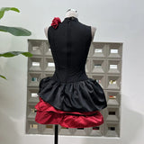 Xajzpa Fashion Women Short Dress Sleeveless Round Neck 3D Flowers Female Summer Evening Party Dresses New Tide