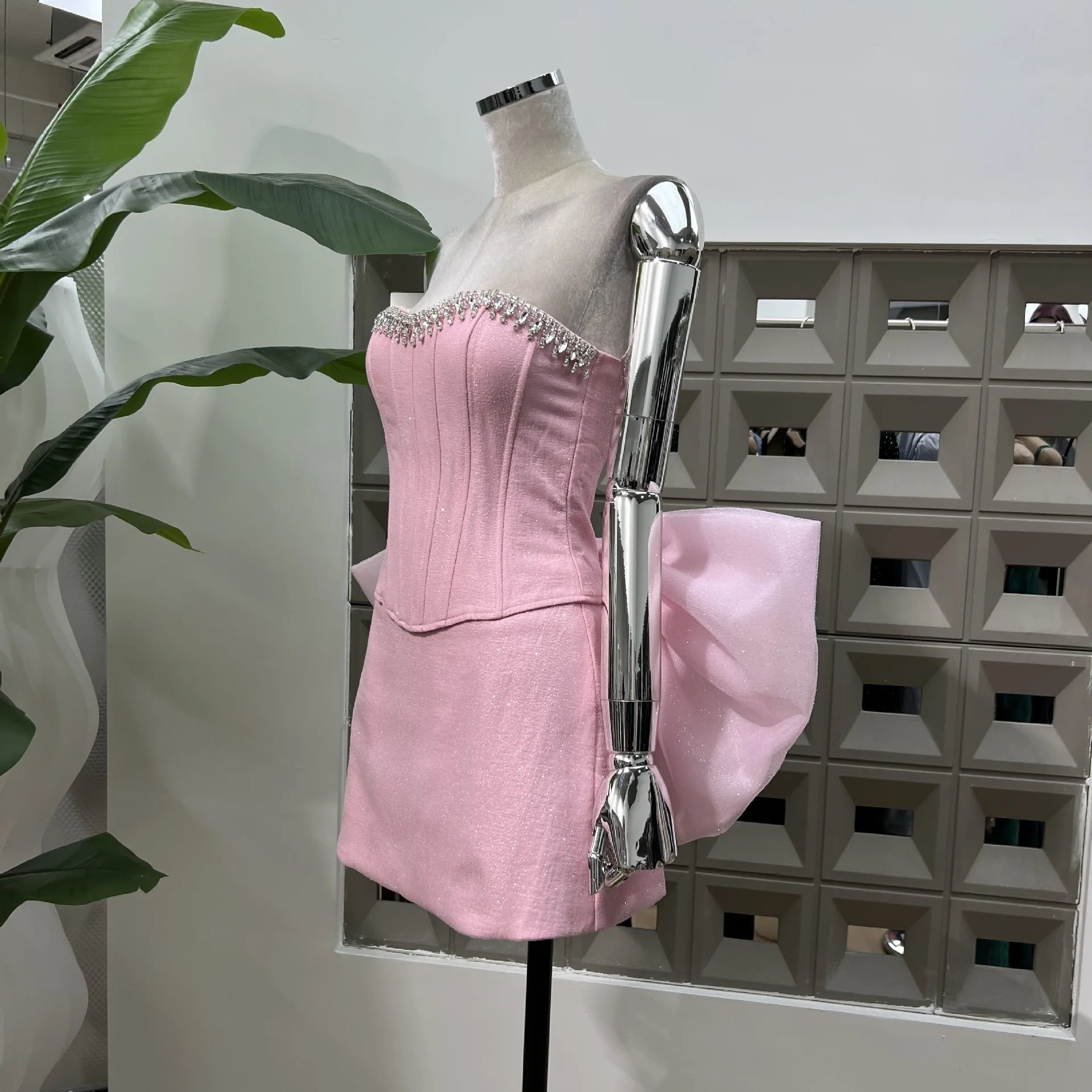 Xajzpa Fashion Women Dress Sleeveless Strapless Big Bow Female Summer Evening Party Short Dresses New Tide