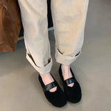 Xajzpa New Women Ballet Laofer Flat Shoes Fashion Shallow Slip on Ladies Fur Mary Jane Shoes Soft Outdoor Granny Shoes Zapatos Mujer