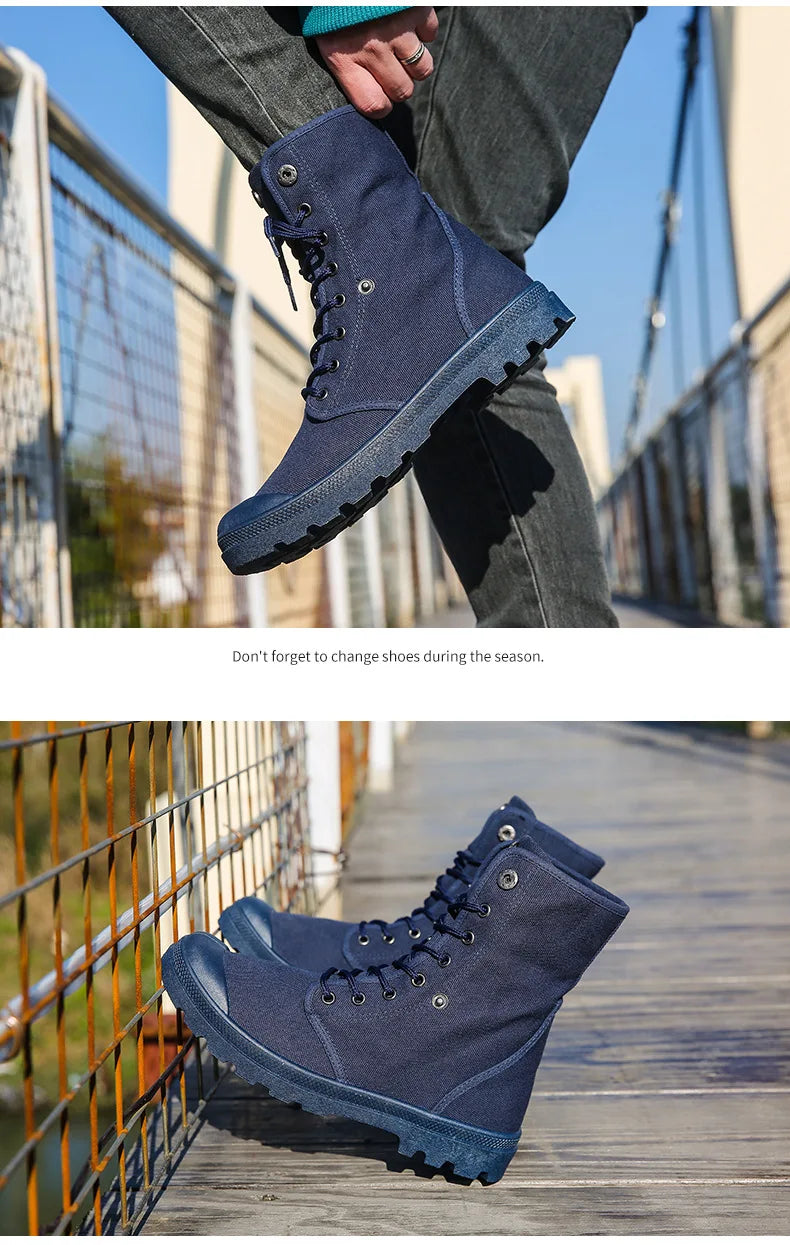 Xajzpa Men's Fashion Canvas Shoes Spring and Autumn Outdoor Shoes Thick-soled High-top Shoes Cuff Shoes Fashion Sports Shoes