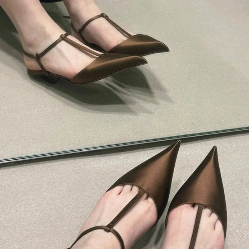 Xajzpa Brand Shoes for Women Sexy Pointed Toe Women's Sandals Comfortable Low Heel Trendy Sandal Simple Versatile Large Size Pumps