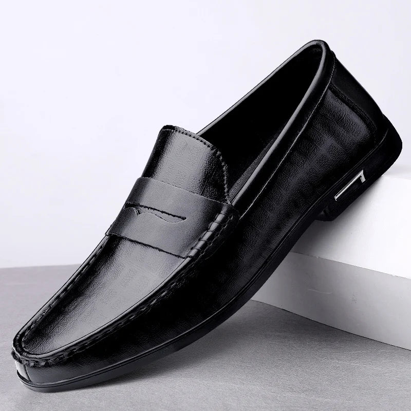 Xajzpa Genuine Leather Men Shoes Casual Men Loafers Breathable Office Formal Shoes Men Designer Slip on Driving Shoes Plus Size 38-46