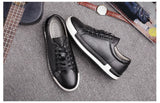 Xajzpa Men's Casual Leather Shoes for Men Fashion Four Seasons Breathable Lace-up Athletic Shoes Shallow Skate Shoes Large Sizes 38-48