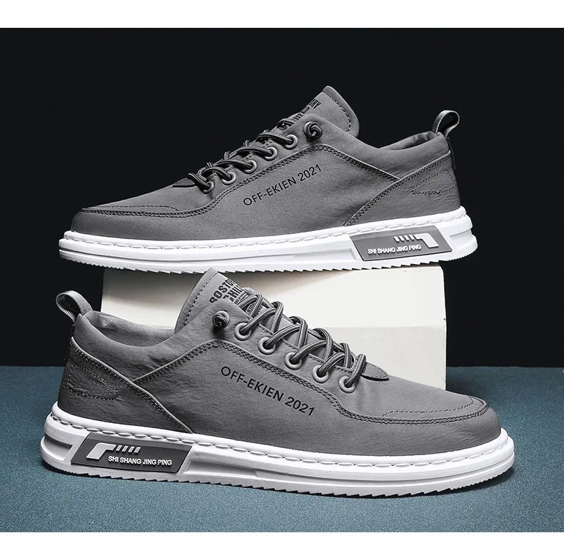 Xajzpa Mens Leather Shoes Fashion Sneakers for Driving Walking Office, Comfortable Men Slip on Skate Flats Non Slip Youth Shoe 2025