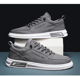 Xajzpa Mens Leather Shoes Fashion Sneakers for Driving Walking Office, Comfortable Men Slip on Skate Flats Non Slip Youth Shoe 2025