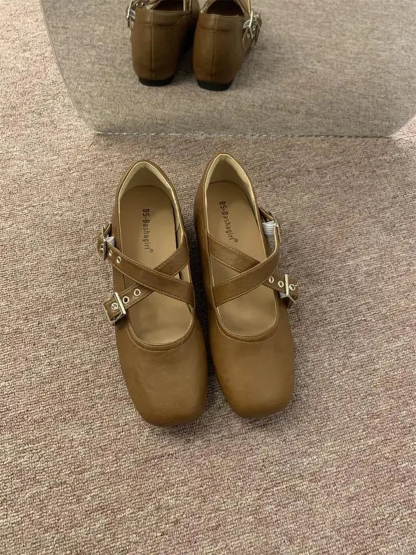 Xajzpa Square Toe Shallow Mouth Grandma Shoes Clogs Platform Increas Height Women's Moccasins Female Footwear Summer Creepers Retro New