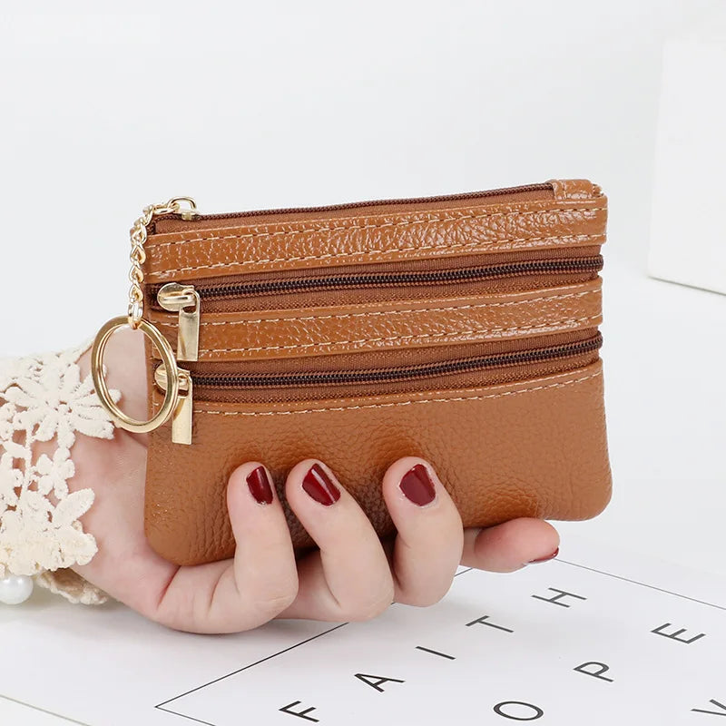 Xajzpa  Fashion Women Wallet Clutch Three Zip Female Short Small Coin Purse New Brand Design Soft Mini Card Holder Wallet Money Bag