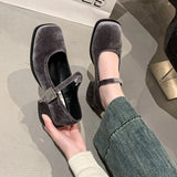 Xajzpa Spring Autumn Women's Luxury Mary Jane Shoes Square Toe Shallow Buckle Ladies Elegant Sole Ballte Shoes Casual Loafers Shoes