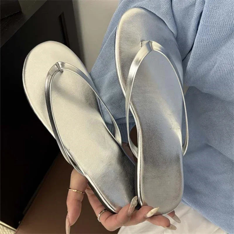 Xajzpa Summer Clip Toe Flat Heels Slippers Women Casual Beach Shoes Concise Candy Color Flip Flops Zapatos De Mujer