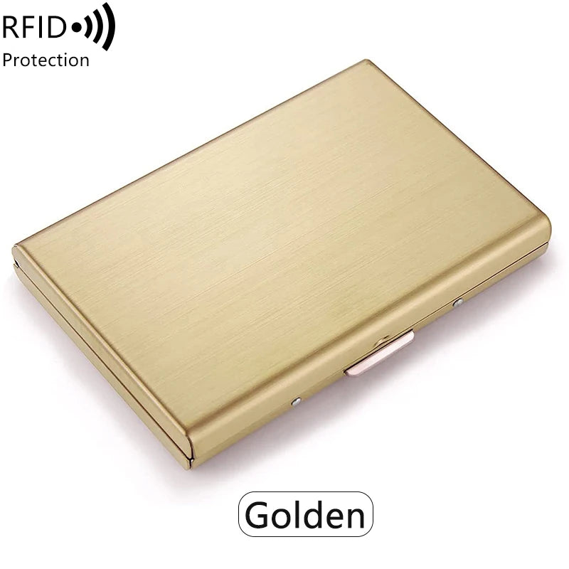 Xajzpa Credit Card Holder Stainless Steel Credit Card Holder Metal ID Card Holder RFID Wallet Female or Male Business Card Holder
