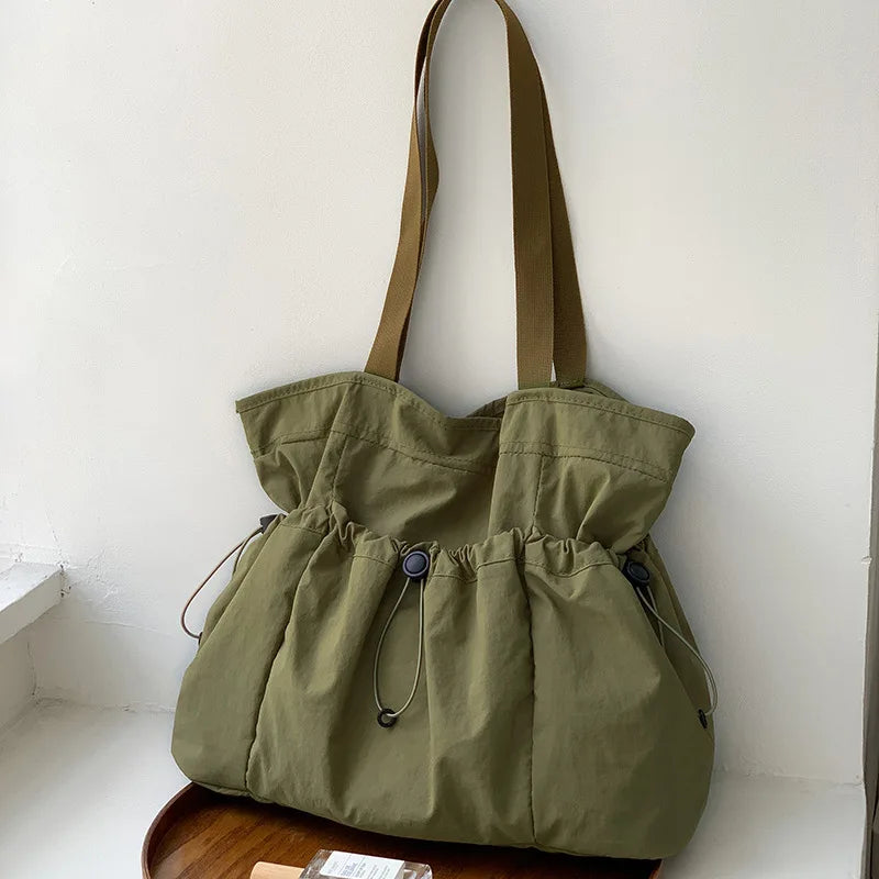 Xajzpa Comfortable Wearresistant Shoulder Bag Large Capacity Fashionable Versatile Nylon Tote Bag Student Class Simple Commuting Bag