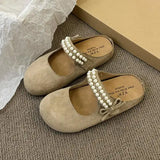 Xajzpa Flat Shoes Female Woman's Slippers Platform String Bead Slides Cover Toe 2025 Summer Soft  Shoes Women Cover Toe Slippers Flat P