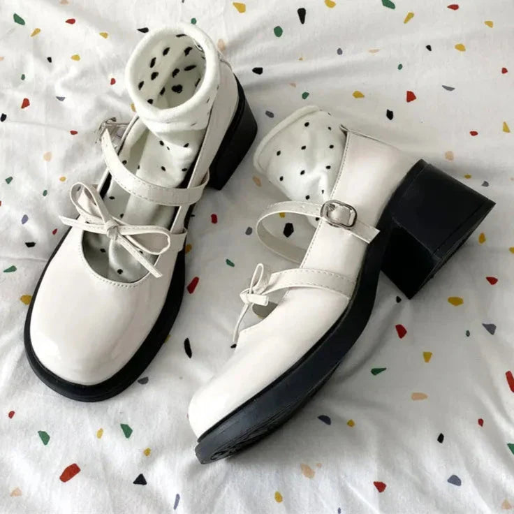 Xajzpa  Round Toe Lolita Shoes Women Kawaii Bow knot Pumps Elegant Platform High Heel Mary Jane Shoes Women's College cosplay JK shoes