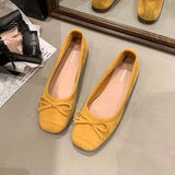 Xajzpa Shoes Fashion Women's Shallow Mouth Square Toe Soft Bow-Knot Female Footwear All-Match Moccasins Modis New Summer