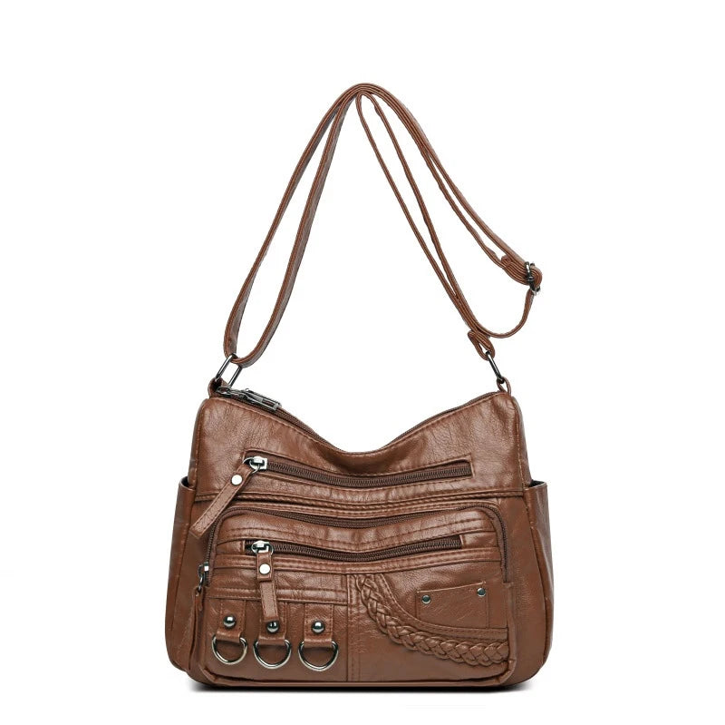 Xajzpa Vintage Pu Leather Luxury Purses and Handbags High Quality Women's Bag Design Multi-pocket Ladies Crossbody Shoulder Bags