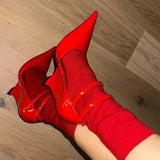 Xajzpa Sexy Red Patent Leather Pointed Toe Wedges High Heels Women Pumps Fashion Double Buckle Strap Ladies Party Dress Shoes