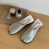 Xajzpa Women Split Toe Fur Slippers Tabi Ninja Slip On Flats Round Toe Shallow Lazy Boat Slingback Mules Shoes Soft Warm Loafe