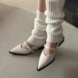 Xajzpa New Mary Jane Shoes Spring Autumn Pointed Toe Low Heel Women Shallow Single Pumps Women Fashion Buckle Shoes