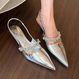 Xajzpa New Style Luxury Women's Water Diamond Slim Heeled Pointed High-heeled Shoes with A Headband and Sandals for Women Zapatos Mujer