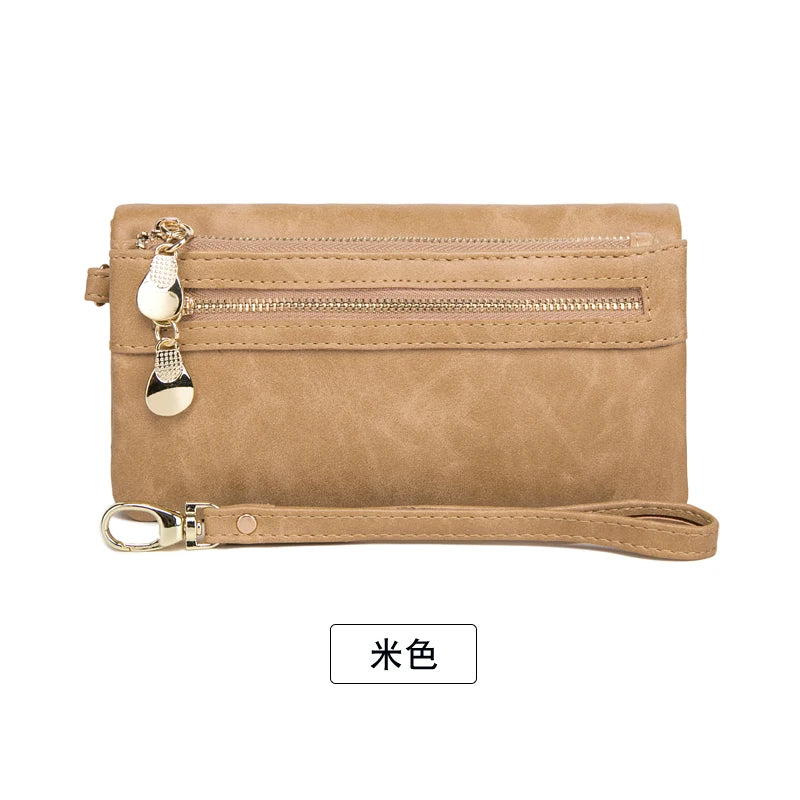 Xajzpa Retro Fashion Women's Long Wallet PU Leather High Quality Card Seat Classic Women's Wallet Multi functional Folding Zipper Wallet