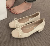 Xajzpa New Women Cute Ballerina Low Heel Shoes Lady Slipony Butterfly Knot Vintage Kawaii Mocasines Loafers Girl Lolita Mom Shoes
