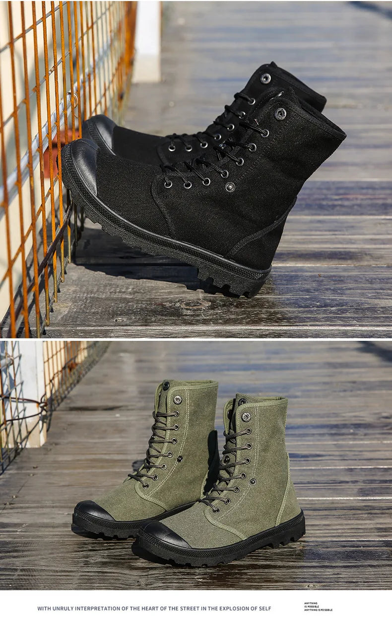 Xajzpa Men's Fashion Canvas Shoes Spring and Autumn Outdoor Shoes Thick-soled High-top Shoes Cuff Shoes Fashion Sports Shoes