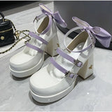 Xajzpa Pumps Lolita Shoes Platform Mary Jane Shoes Star Buckle Strap Women Cross-tied Pu Leather Girls Rivet Casual Shoes Kawaii