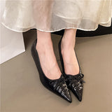 Xajzpa New Style Women's Fashion Female Shoes Slip on Women's High Heel Classics Dress Pumps Women Pointed Toe Thin Heels Bow Tie Shoes