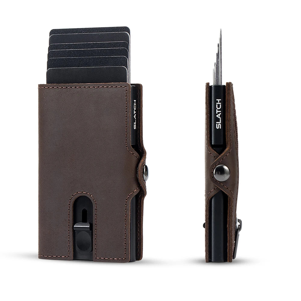 Xajzpa Men Wallets 100% Genuine Cow Leather Popup Short Card Holder Purse High Quality Brand Male Wallet Tarjeteros Para Hombre