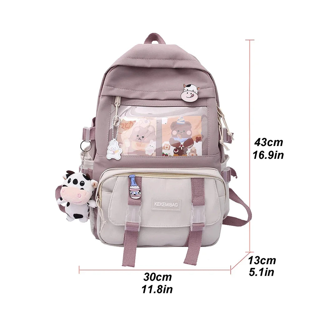 Xajzpa BACK TO SCHOOL Japanese Girls Aesthetic Backpack Cute School Bags For Student Teens Girls Pockets Kawaii Women Laptop Backpack Harajuku Mochila