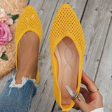 Xajzpa Women Pointed Toe Flat Shoes Solid Color Knitted Slip on Shoes Casual Breathable Ballet Flats Women Mesh Flat Shoes Loafers