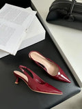 Xajzpa Leather Sandals Women Open Shoes Heel Shallow Mouth Suit Female Beige Comfort Closed Pointed Girls Clear Low Spring Fashion