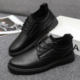 Xajzpa Fashionable men's casual leather shoes, outdoor sports hiking shoes, business soft soles, anti slip driving dad loafers