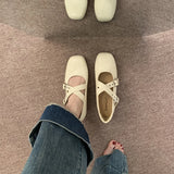 Xajzpa Square Toe Shallow Mouth Grandma Shoes Clogs Platform Increas Height Women's Moccasins Female Footwear Summer Creepers Retro New