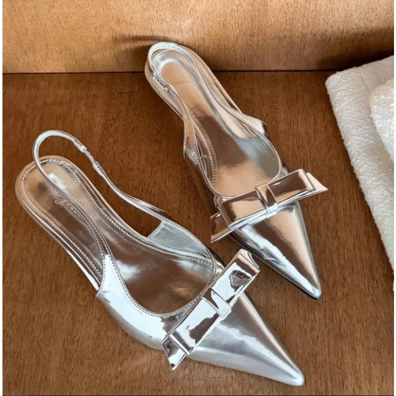 Xajzpa New Women's Versatile Bow Strap Women's High Heels Fashion Elegant Sexy Pointed Temperament Suitable for Women To Wear Sandals