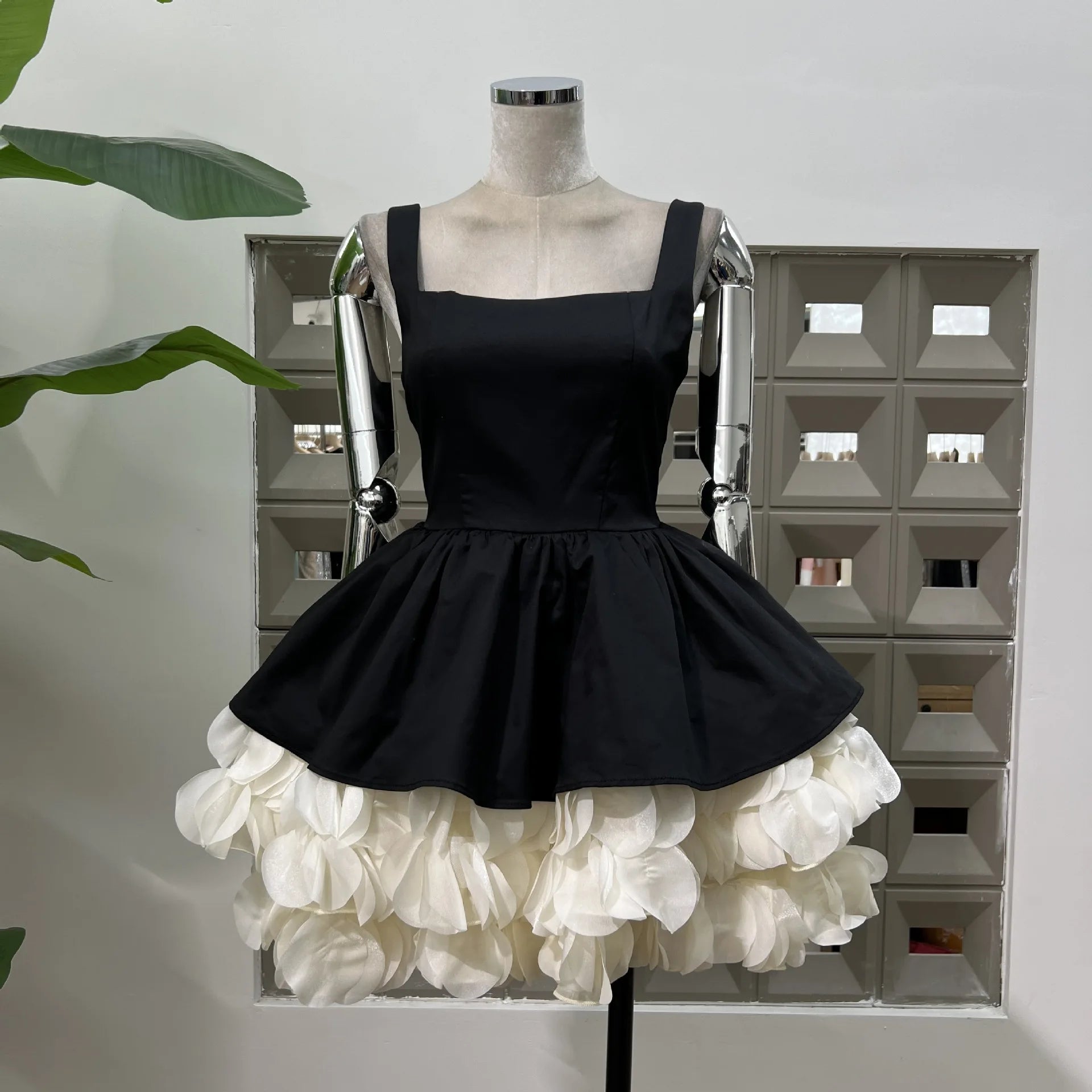 Xajzpa Fashion Patchwork Dress Women's Square Collar Sleeveless Casual A Line Dresses 2025 Summer New Tide