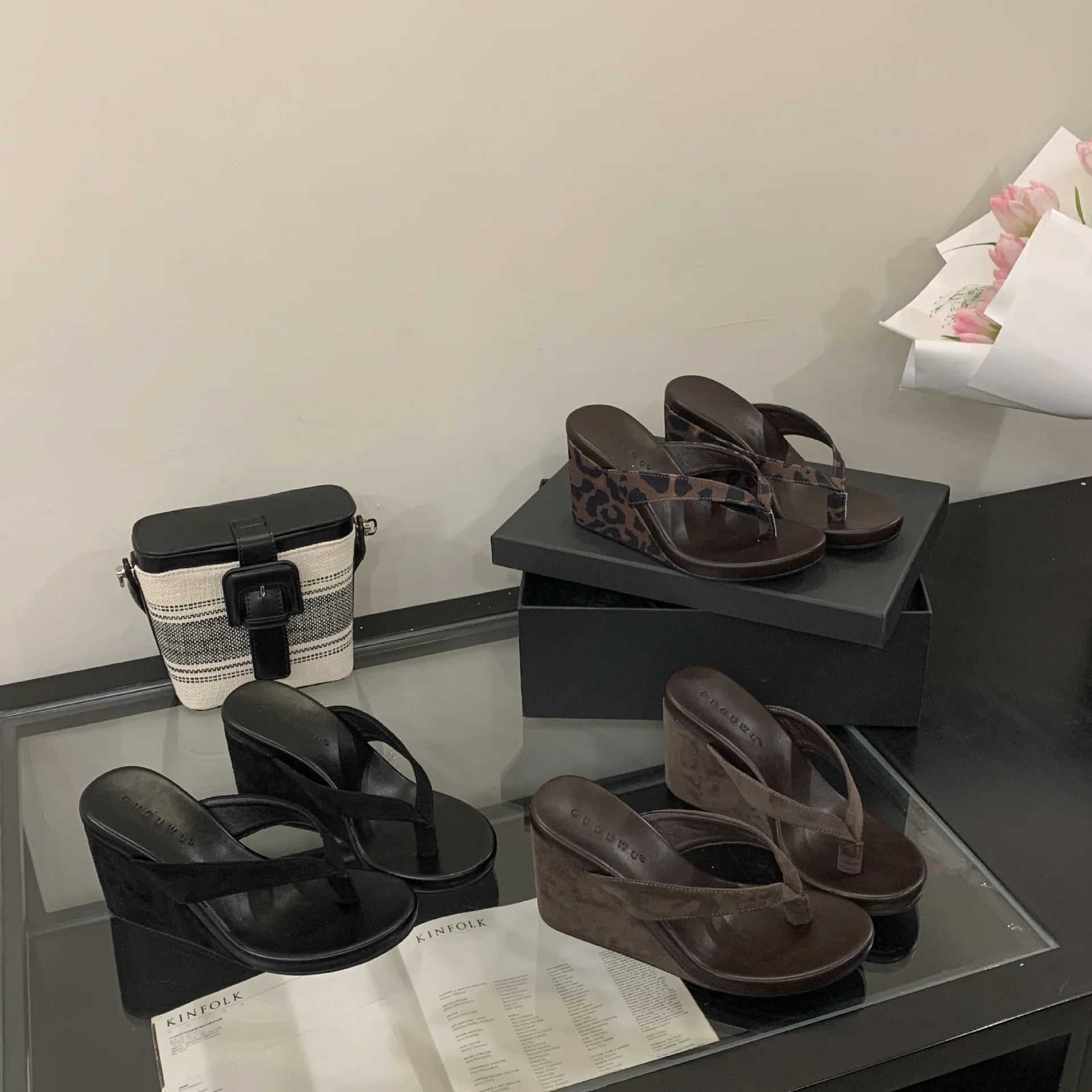 Xajzpa Comfort Shoes for Women High Heel Sandals 2025 Summer Suit Female Beige Flip Flops Platform Clogs Wedge Round Toe Retro High-hee