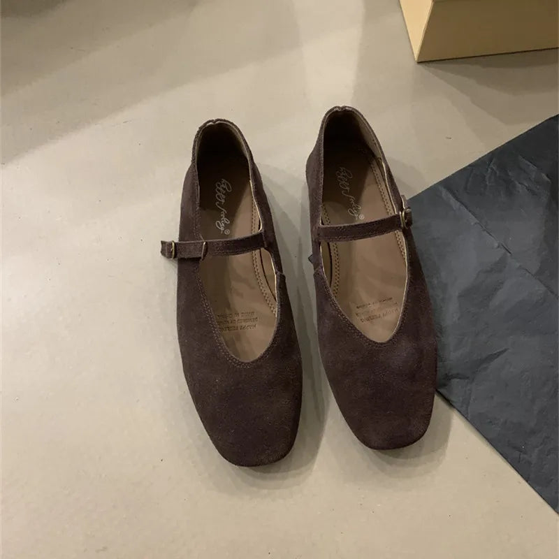 Xajzpa Brand New Women Flats Round Toe Shallow Slip On Ladies Casual Ballet Shoes Soft Leather Eelgant Dress Shoes Mujer Size