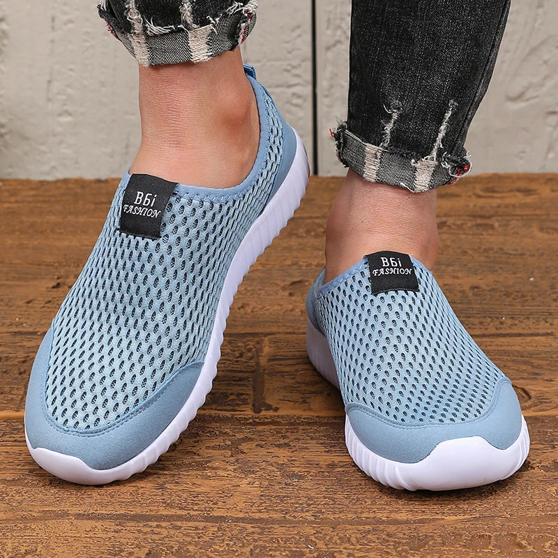 Xajzpa New Men's Mesh Running Shoes Summer Breathable Lightweight Flat Shoes Women's Soft Walking Sports Shoes Zapatillas