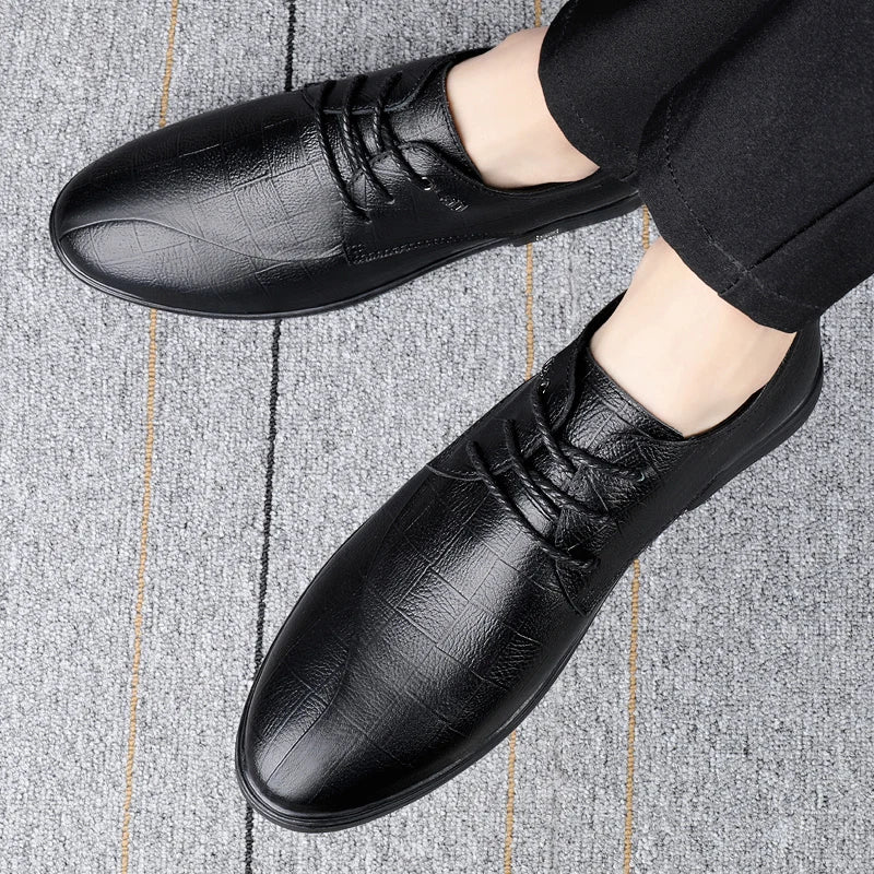 Xajzpa Genuine Leather Men's Formal Shoes Luxury Cowhide Business Leisure Social Men's Wedding Shoes Zapatos Hombre