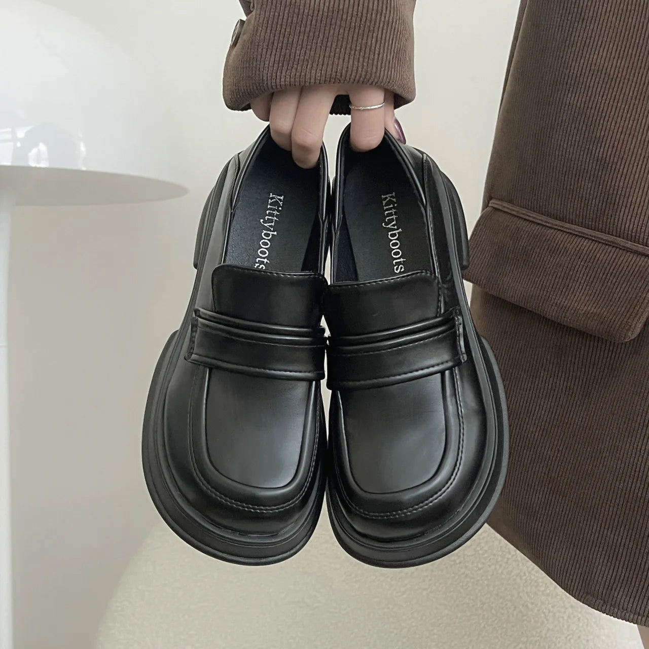 Xajzpa Shoes Shallow Mouth Oxfords Women's All-Match Round Toe Female Footwear Casual Sneaker Clogs Platform Bow-Knot New Comfortable R