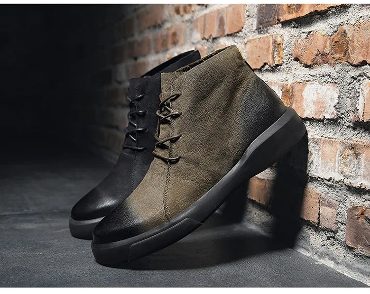 Xajzpa Men's Chelsea Cotton Boots Winter Men's Genuine Leather Shoes High Top Men Plush Sapato Social Masculino Zapatos Para Hombres